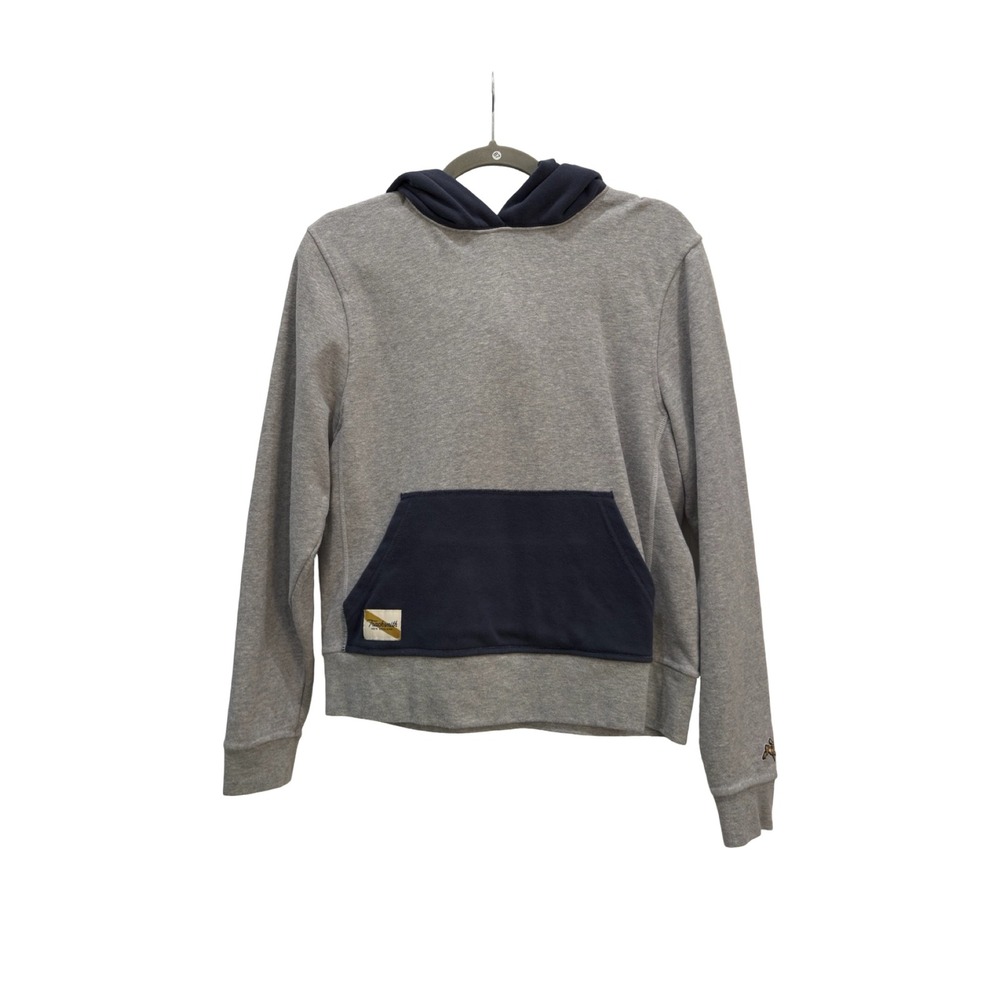Tracksmith New England Women Small Gray Navy Blue French Terry Running Hoodie